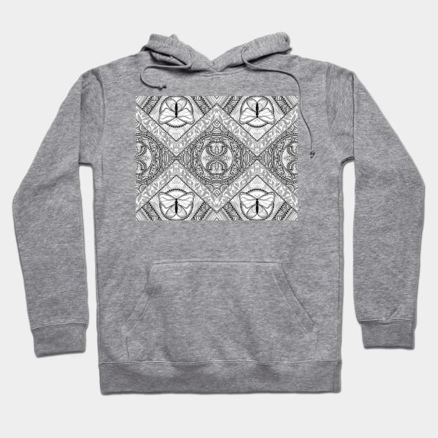 Gray Butterfly Mandala Hoodie by Carolina Díaz